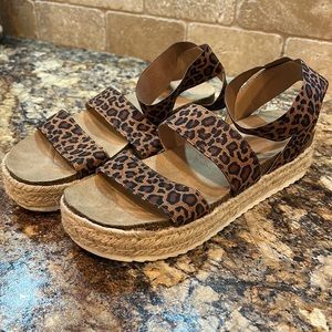 Time and true cheetah platform sandals